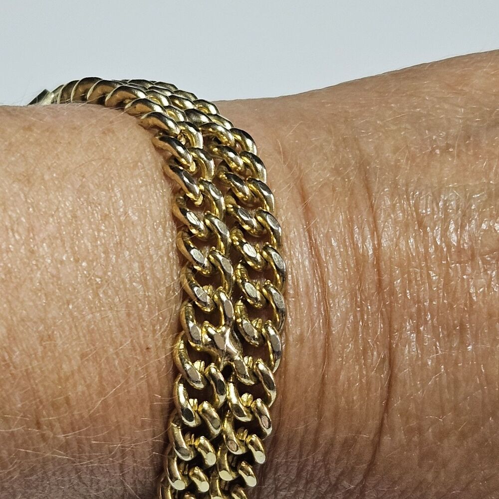 Vintage Goldette NY Gold Tone bracelet 6.75” Chunky Chain Layered - Picture 7 of 16